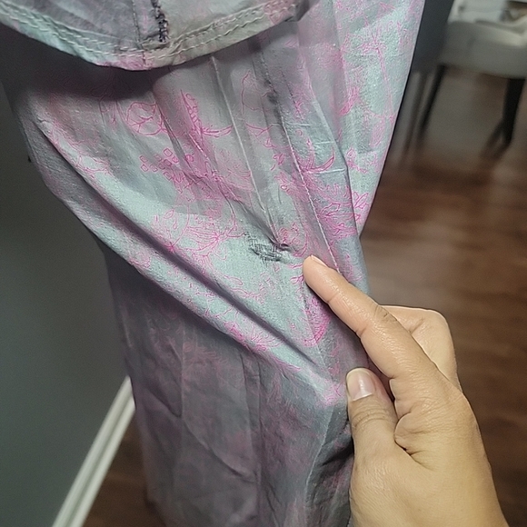 Unique Uttam London Size M/L Dress Purple Pink Paisley Delicate 100% Silk Dress - Picture 7 of 8